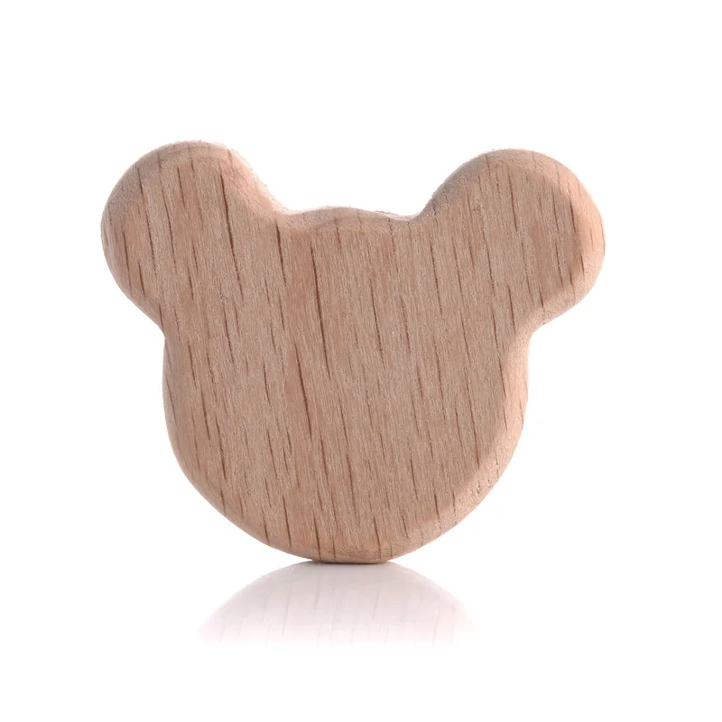 10Pcs Beech Beads Heart Butterfly Rainbow Elephant Flower Animal Wooden Beads for Bbay Chew Teether Beads Pacifier Clips Chain