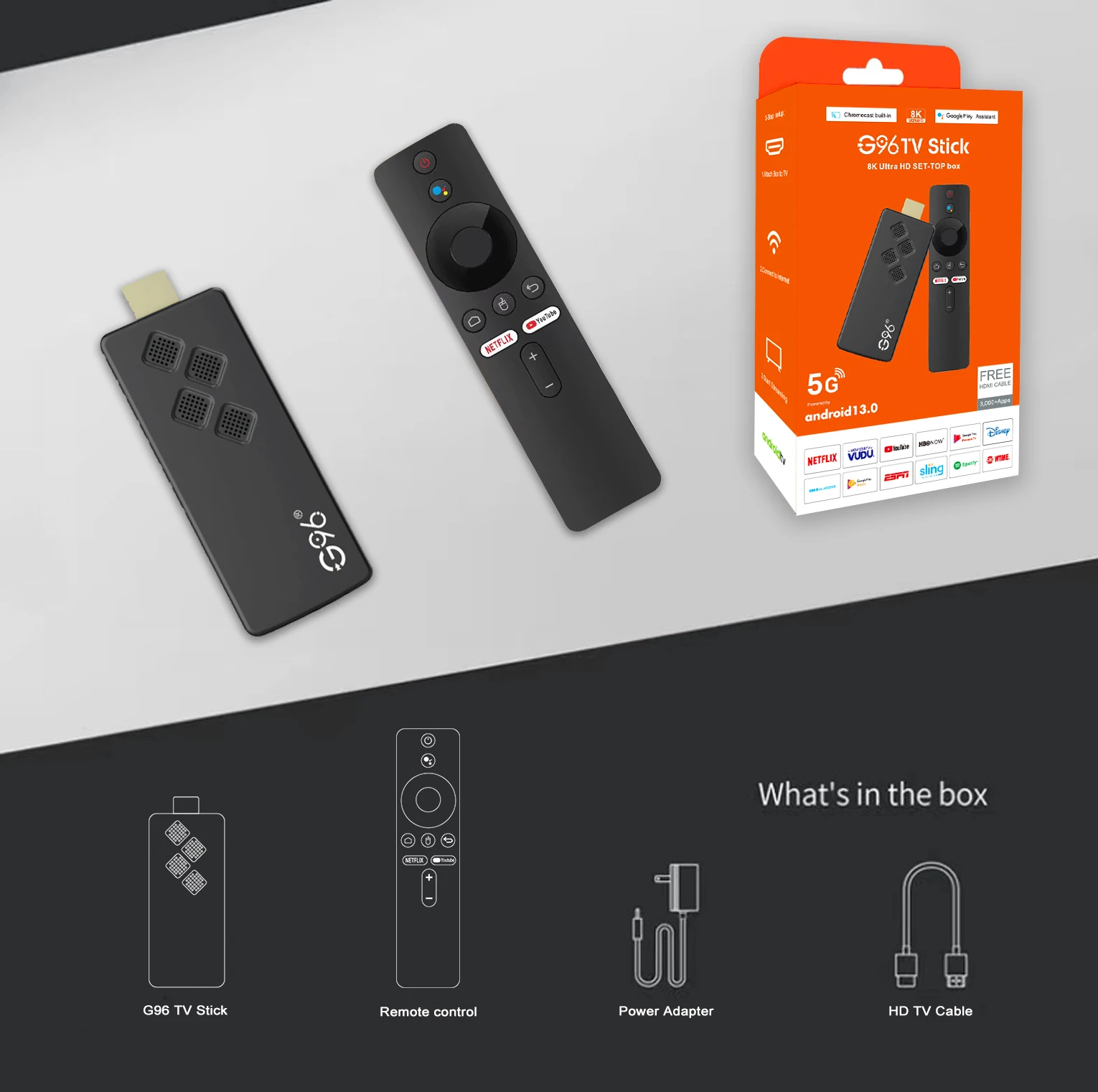 Android13 Smart TV Stick Netflix IATV 4K HDR10+ Google Assistant Dual 2.4G5GWifi Youtube MultiLanguage Streaming Media player Q2 tv stick
