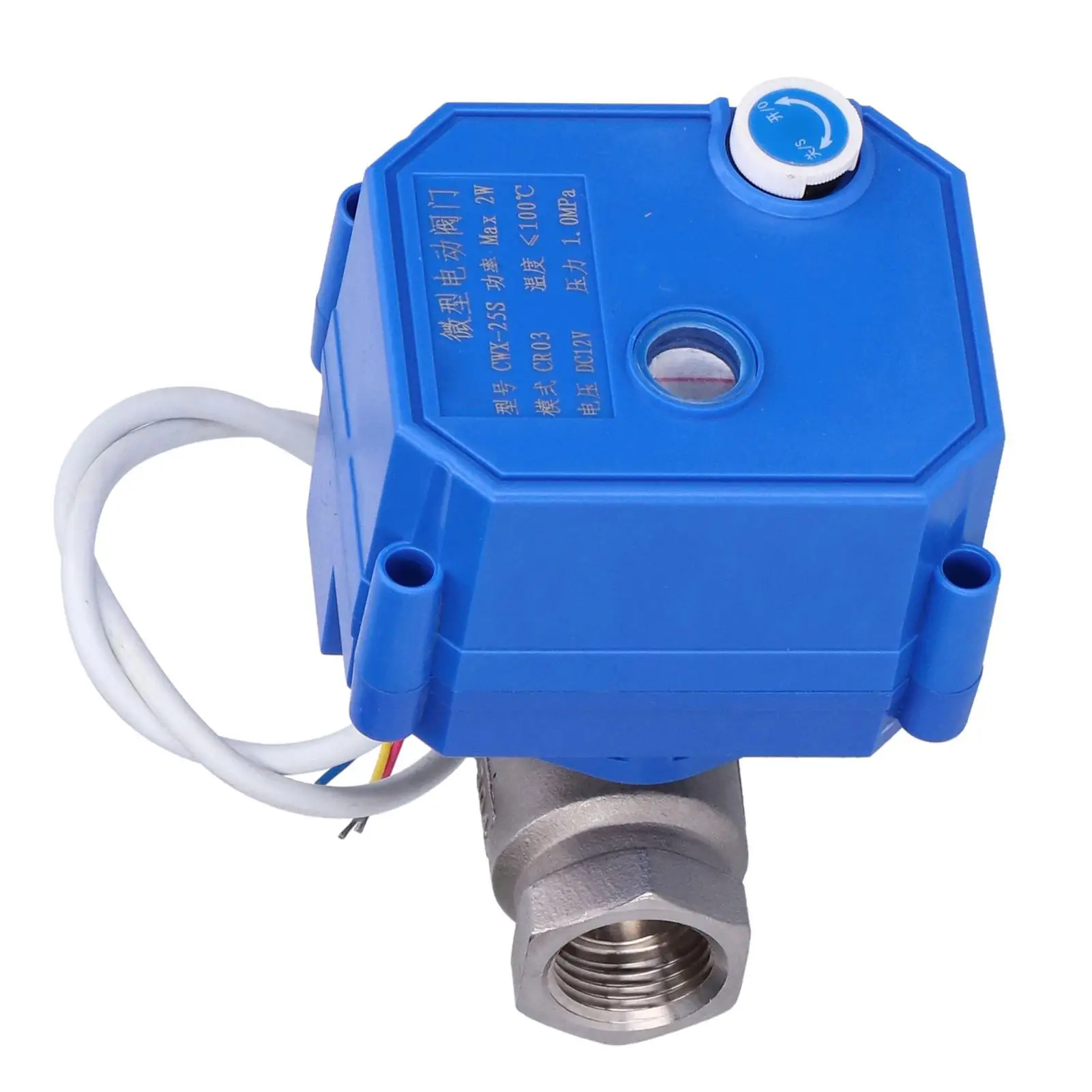 DC12V Mini Stainless Steel Motorized Ball Valve DN15 Straight Through Hydraulic Fitting