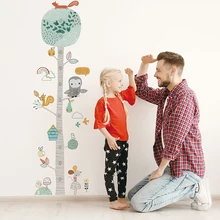 DIY Forest Animal Trees Height Wall Sticker Decor Nordic Modern Children Height Measure Mural Decals Nursery Creative Wallpaper