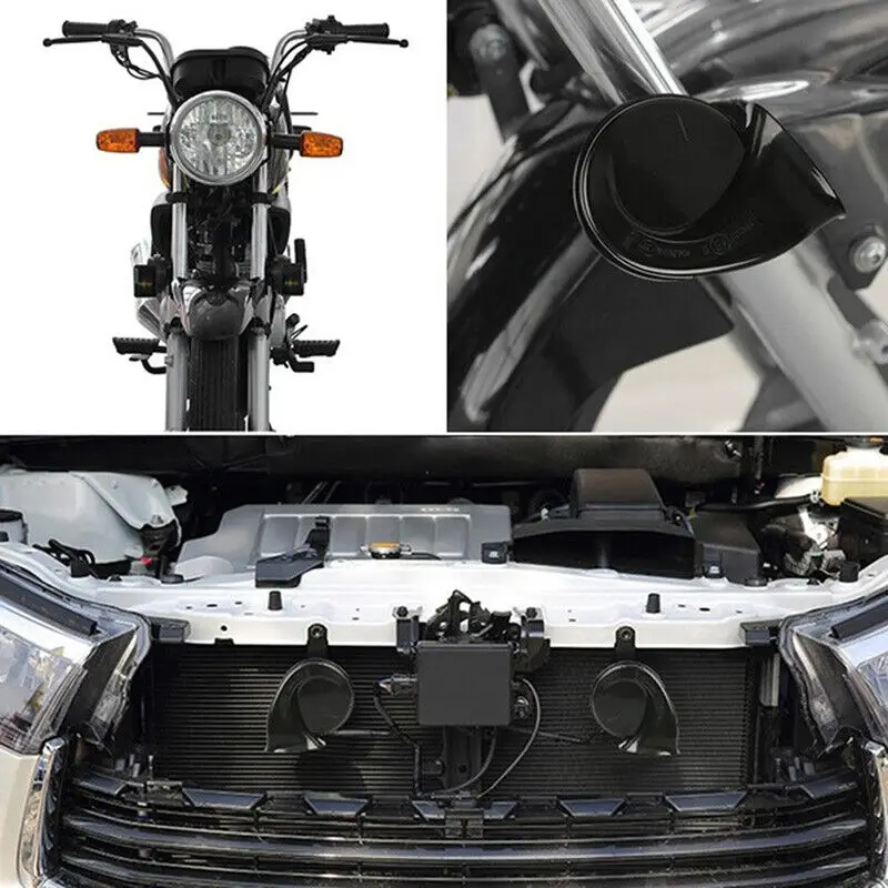 12V Super Loud Car 300DB Dual Tone Snail Electric Air Horn Siren For Motorcycle