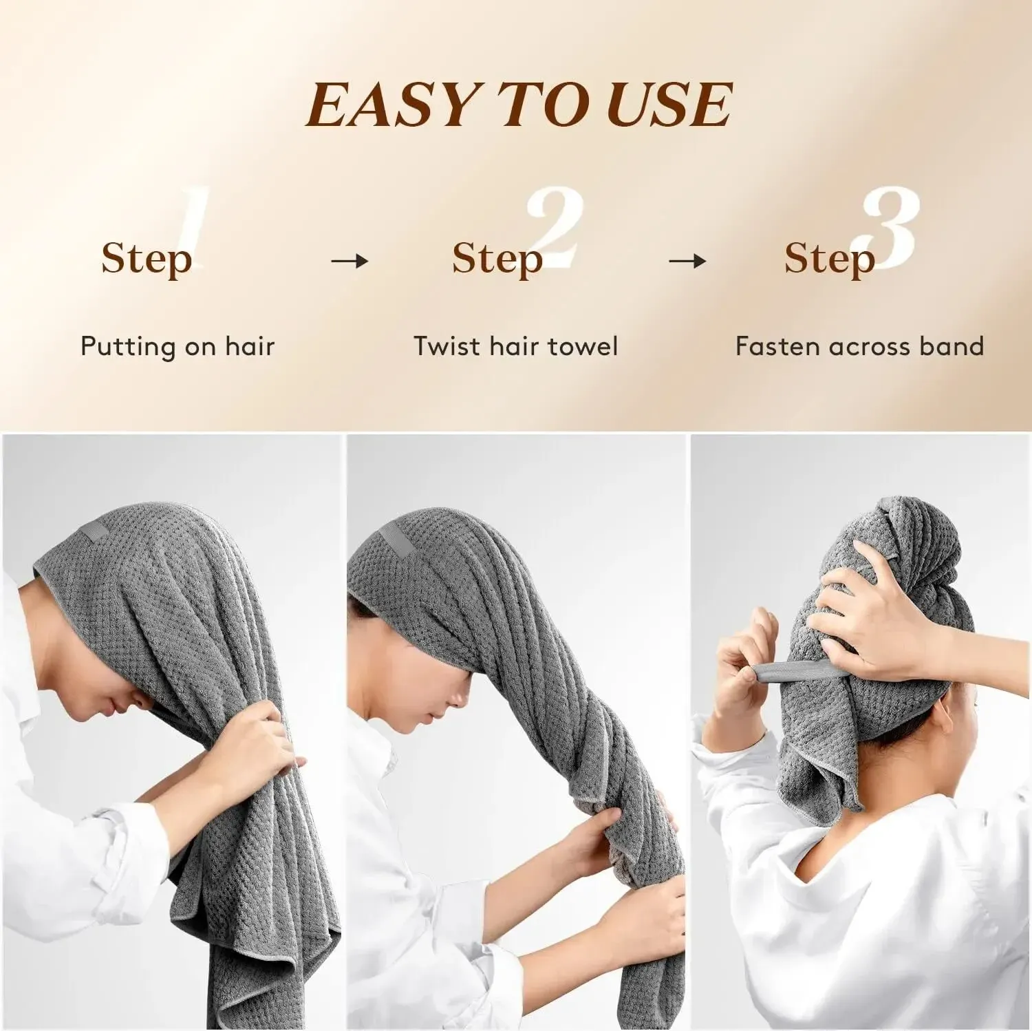 Super Absorbent Elastic Band Head Towel for Women's Hair Drying