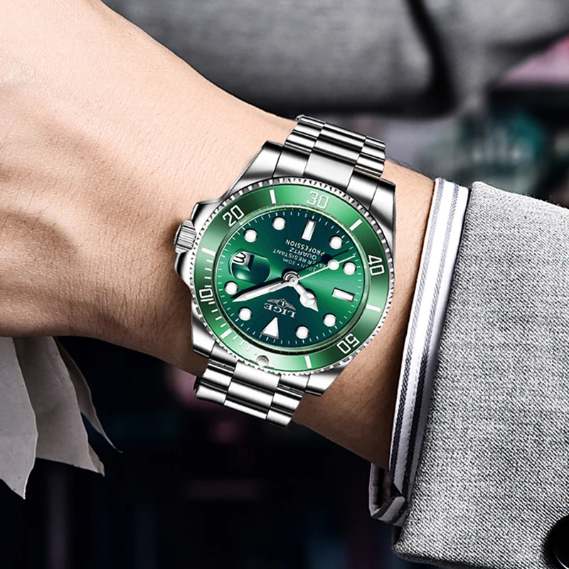 LIGE Mens Watches Fashion Military Sports Waterproof Men Quartz Wristwatch Top Brand Luxury Diver Watch Men Relogios Masculino