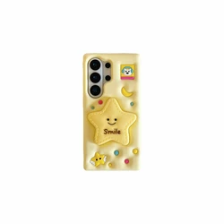 3D Twinkle Star Soft Phone Case with Stand Holder Cover for Galaxy A37 (Yellow)
