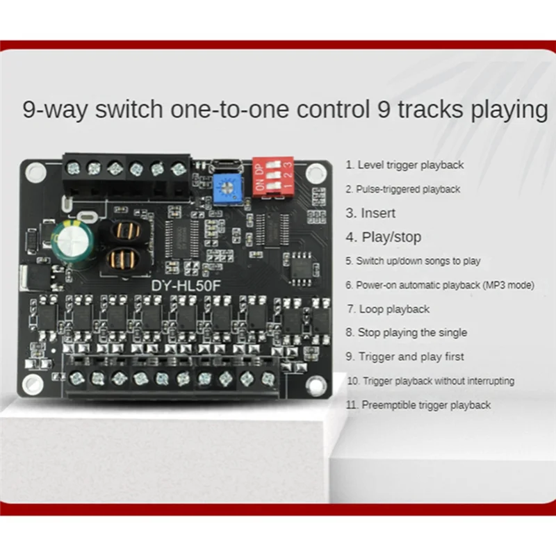 24V High Power Voice Broadcast Prompt Module High and Low Level Trigger 1-To-1MP3 Multifunctional Playback Module,