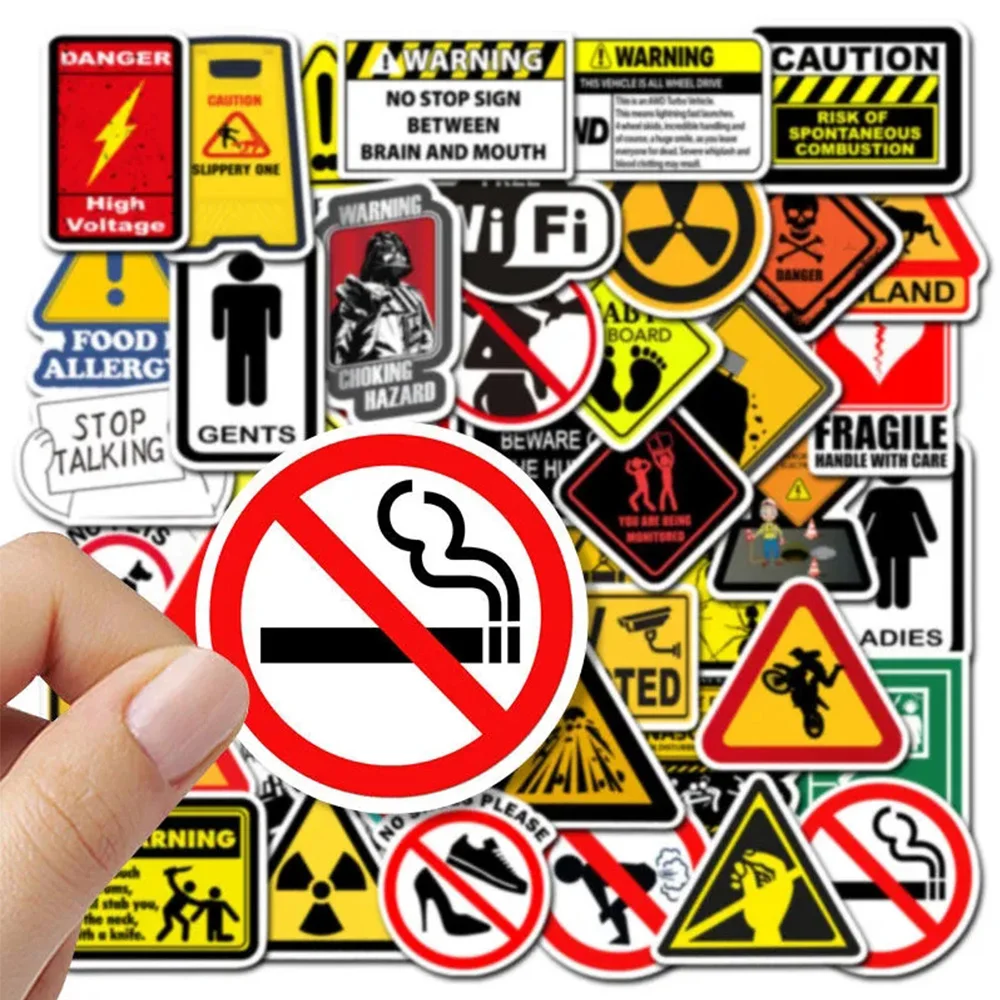 10/30/50PCS Warning Stickers Danger Banning Skateboard Fridge Guitar Laptop Motorcycle Travel Classic Toy Cool Decals Sticker 4