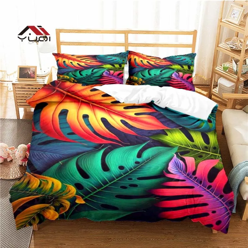 

Color Tropical Leaf Duvet Cover Set Bedding for Adult Kids Bed Set Comforter Cover Bedding Set 10 Sizes
