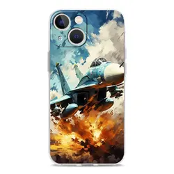Clear Shockproof Silicone TPU Phone Case with Fighter Plane Design - iPhone 12 Mini (B9)