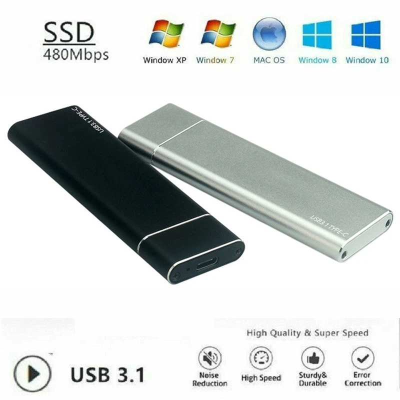 New 1.8Inch M.2 SSD Drive 1TB 2TB External Hard Disk Portable Type C 3.1 USB SSD Solid State Drive for Laptop Desktop 5400rpm