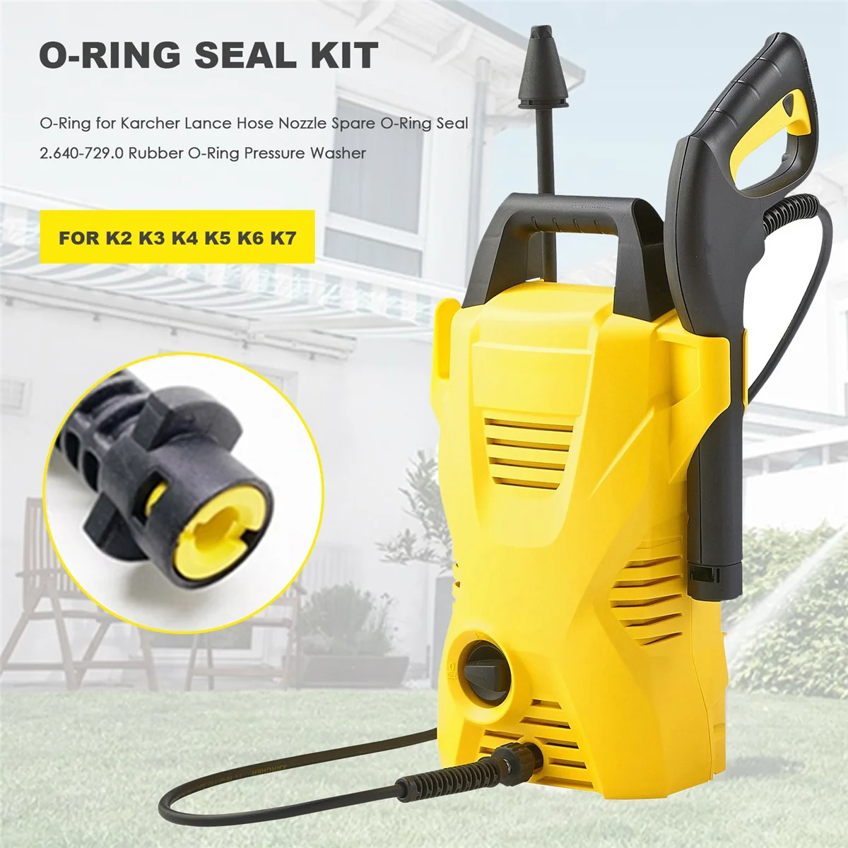 O-Ring for Karcher Lance Hose Nozzle Spare O-Ring Seal 2.640-729.0 Rubber O-Ring Pressure Washer for K2 K3 K4 K5 K6 K7 A 4