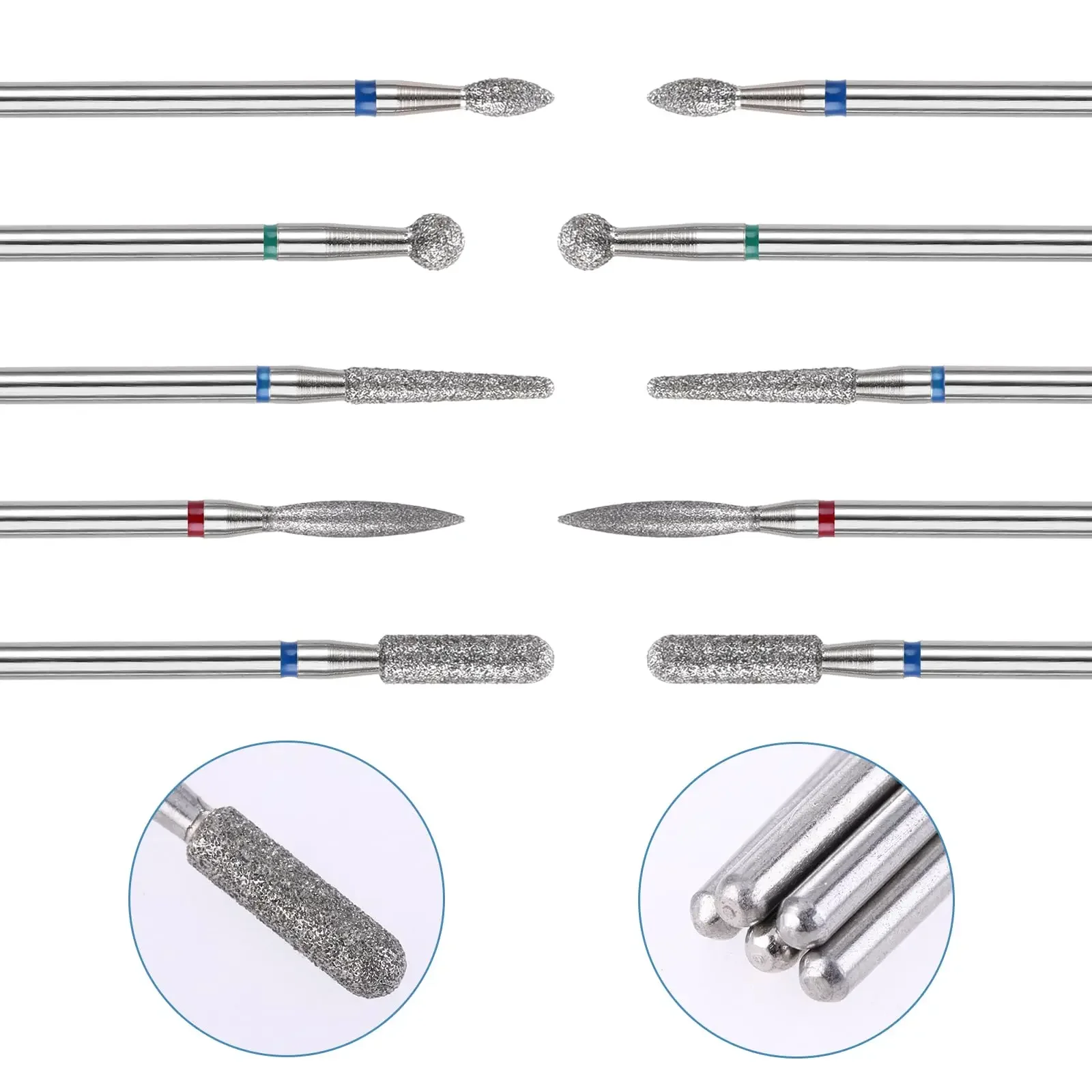 

Diamond Nail Drill Bits Cuticle Clean Bit for Nail File Flame Ball Cylinder Needle Cuticle Russian Manicure Drill Bit Nail Tools