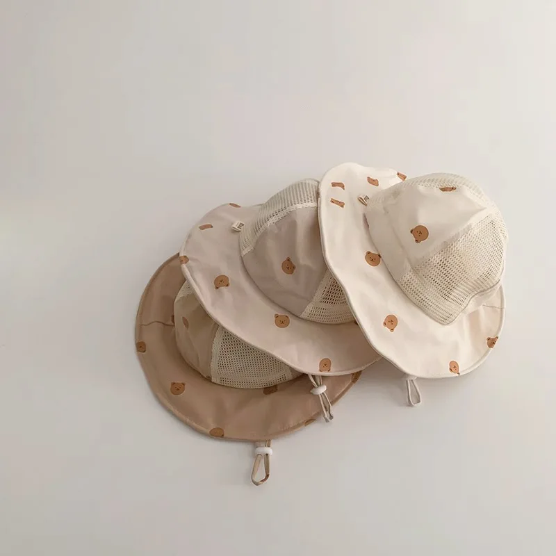 

Children's Holiday Fashion Simple Kids Little Bear Fisherman's Hat Adjustable Cap for Girl Boy Lovely Spring Summer Baby Sun Hat