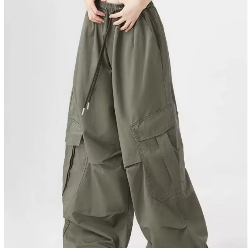 Women Workwear Pants Baggy Pants Baggy Trouser Woman Colthing Thin High-waisted Pockets Drawstring Y2k Streetwear Chic Design