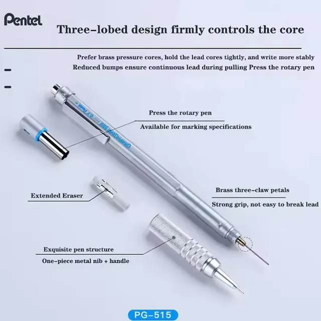 Pentel Matita meccanica GraphGear 500 Matite automatiche in piombo non infrangibile Penna da disegno professionale per fumetti artistici Forniture utili per la scuola 4