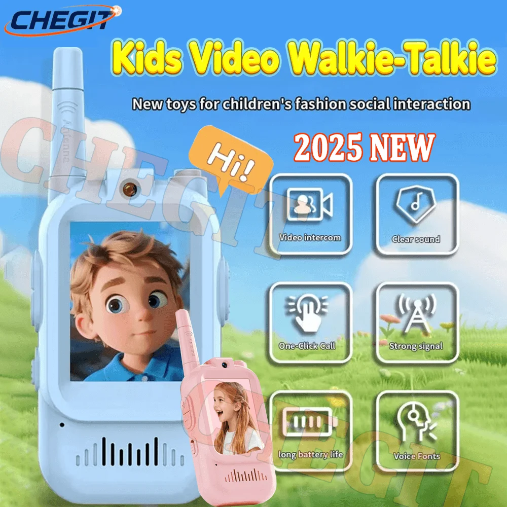 Mini Camera Video Walkie Talkie for Children Rechargeable Interphone Outdoor Hiking Walky Talky Kid Christmas Gift Cartoon Cute