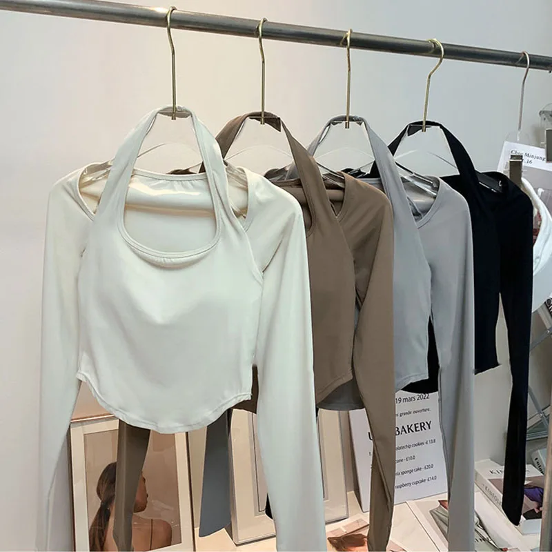 Yoga Top Yoga Shirt Sports Shirt Inside Padding Long Sleeve Yoga Clothes for Women Training Running Sexy Elastic Sports Blouses