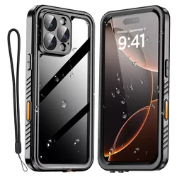 Luxury IP68 Waterproof Metal Aluminum Phone Case - Premium Underwater Swimming Protection Cover for iPhone 13 Pro Max (Black)