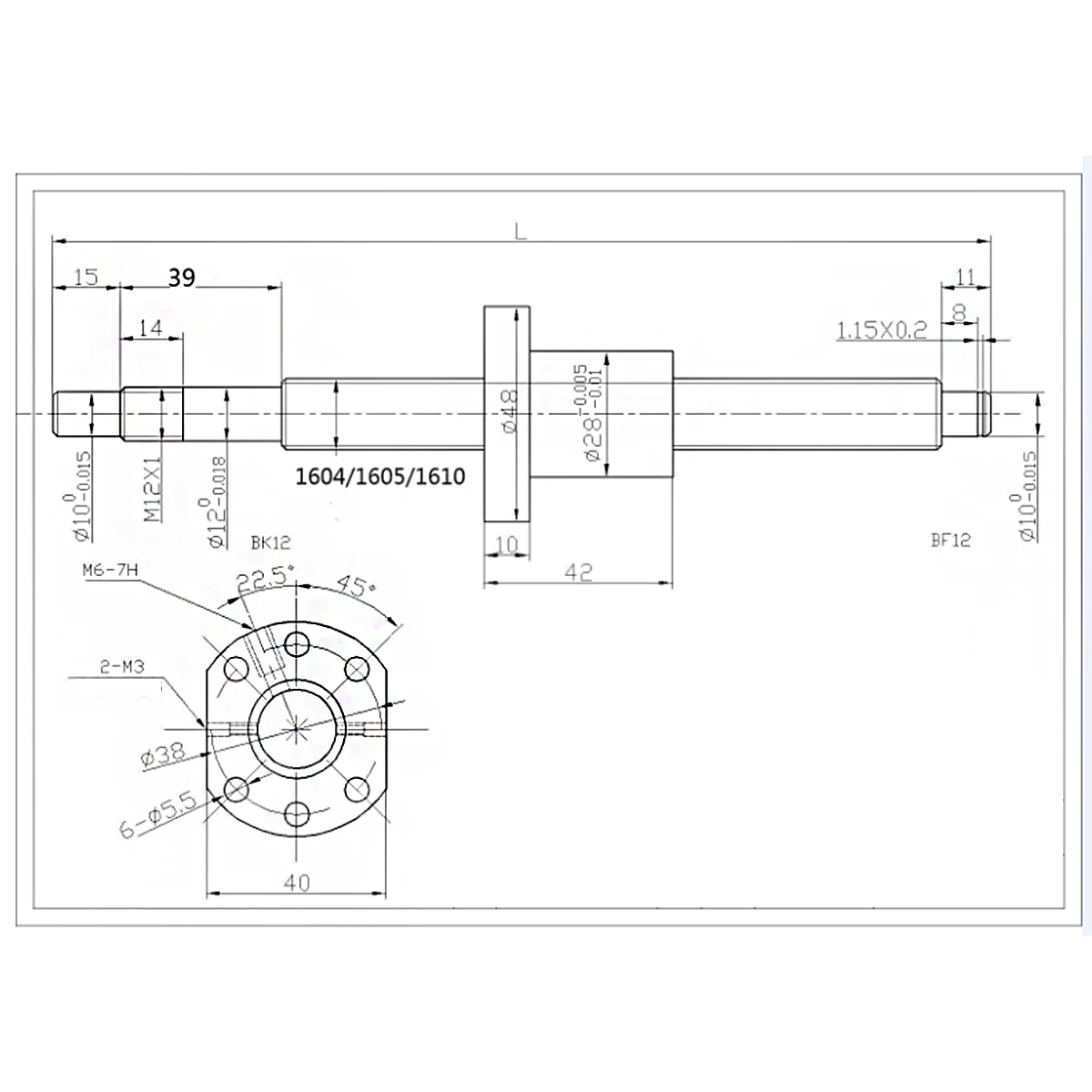 C7, usinado, 1605 Porca esférica, Nut Housing,
