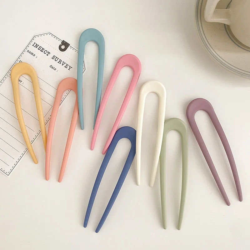 

Fashion Candy Color Hair Sticks For Women Minimalist U Shape Girls Hairpins Hair Bun Maker Headwear Accessories