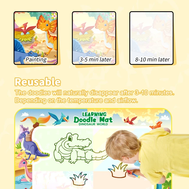 100x80CM Coloring Doodle Magic Water Drawing Mat with Reusable Magic Pens Educational Painting Board Montessori Toys for Kids 4