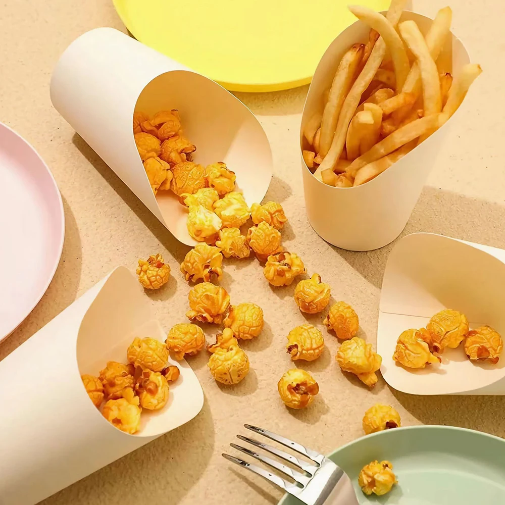 Disposable greaseproof French Fries cup Hamburger sandwich paper kitchen cowhide skew cup Packing box Ice cream paper cup