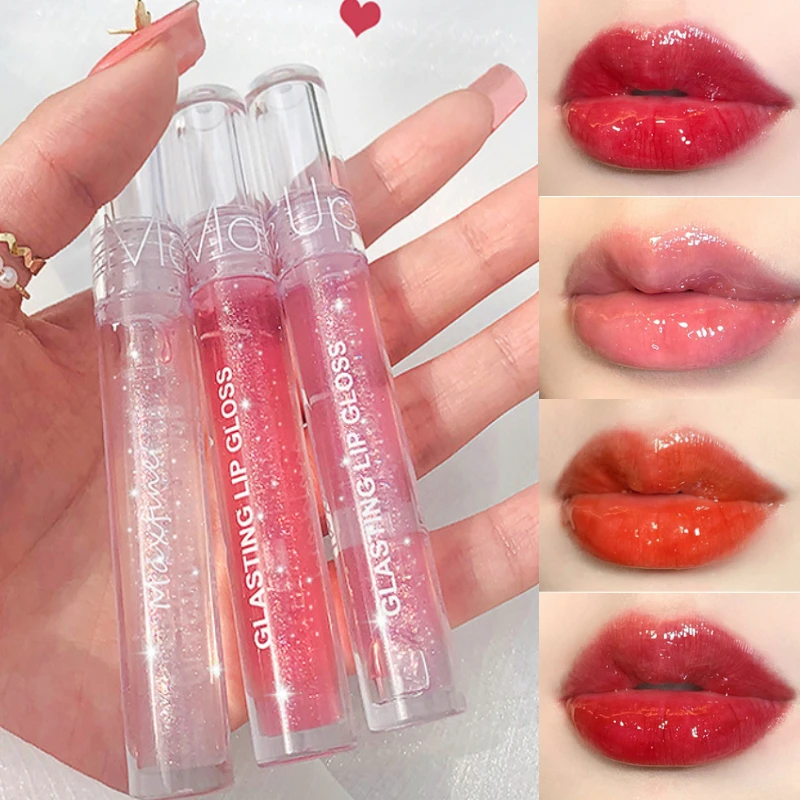 Mirror Water Lip Gloss Lip Glaze Transparent Glass Oil Waterproof Liquid Lipstick Lipgloss Lips Cosmetics 4 Colors TSLM1
