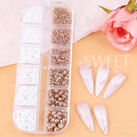 1/2Boxes White Pearl Beads Nail Charms 1-5mm Half-Round Coffee color Pearl Nail Decoration for Winter Manicure Accessories Parts 6