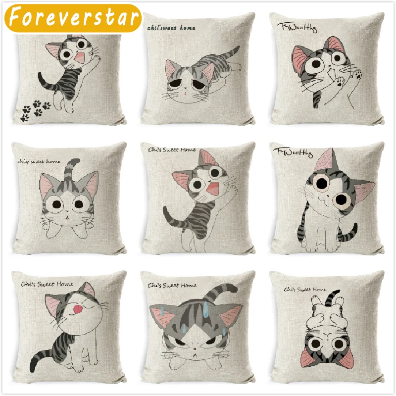 

Cheese Cat Cushion Cover Cute Cartoon Cat Decorative Pillowcase Throw Pillow Case 45*45cm For Sofa Funda Cojin Kussenhoes