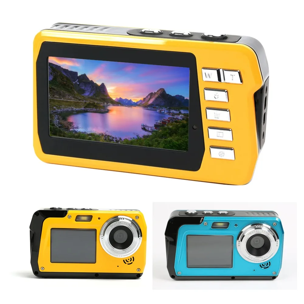 

Blue 2.7inch TFT Digital Camera Waterproof 48MP 1080P Double Screen 16x Digital Zoom Camcorder HD268 Underwater Camera