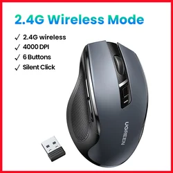 UGREEN Ergonomic Wireless Bluetooth Mouse with 4000DPI and Silent Clicks (ONLY 2.4G Black)