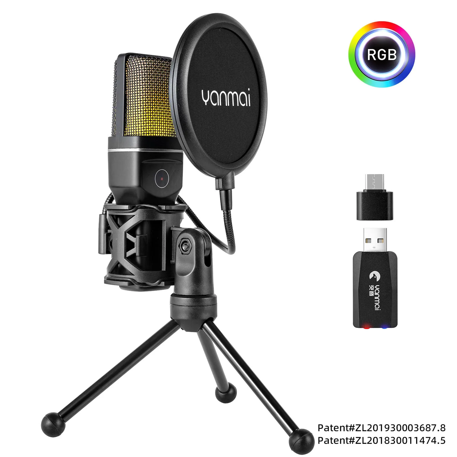 Usb Microphone for Pc Laptop Streaming Video Game Youtube Podcasts Vocals with Stand Pop Filter Double Layered Suspension Tripod