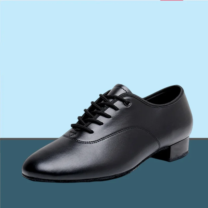 Men Adult Modern Dance Shoes Waltz PU Leather Dance Shoes Low Heel Square Dance Bright Leather Sneaker Dancing Shoes Ballroom