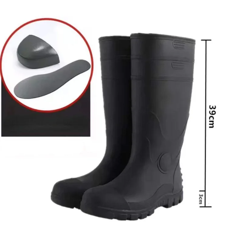 

2023 Men's Work Boots Construction Site Protection Plus Steel Boots Anti-smashing Anti-stab Platform Boots Men's Tall Rain Boots