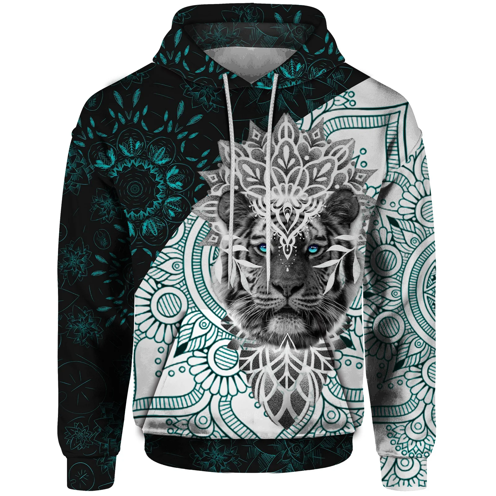 thumbnail image 1 of Sudadera con capucha holgada para hombre, nueva sudadera de otoño 2024, estampado 3D de león gótico, ropa Y2k, ropa urbana Harajuku para hombre, 1 of 5