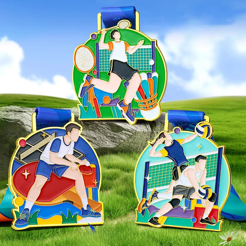 Customization Sports Metal Medal, Gold, Silver, Copper, Student Competition Souvenirs Awards, Hanging Around the Neck Decor, 3Pc