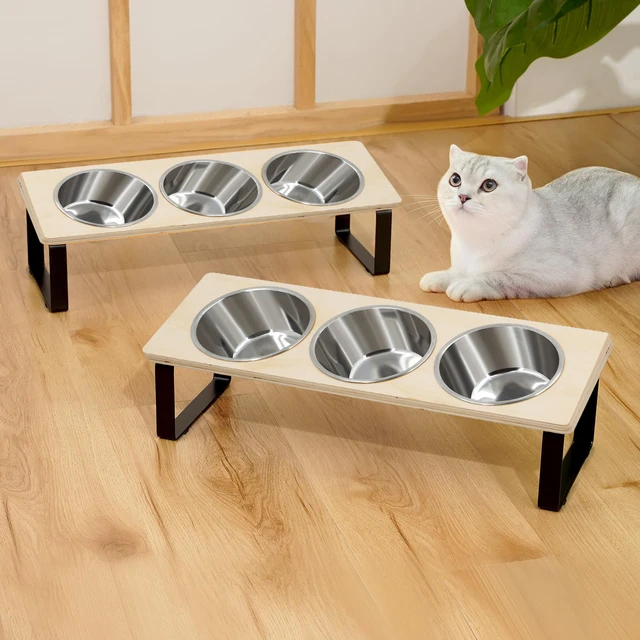 Elevated Cat Bowls with 3 Stainless Steel Bowls 15° Tilted Anti-Vomiting Raised Cat Food Bowl for Small Cats Puppies Accessories 6
