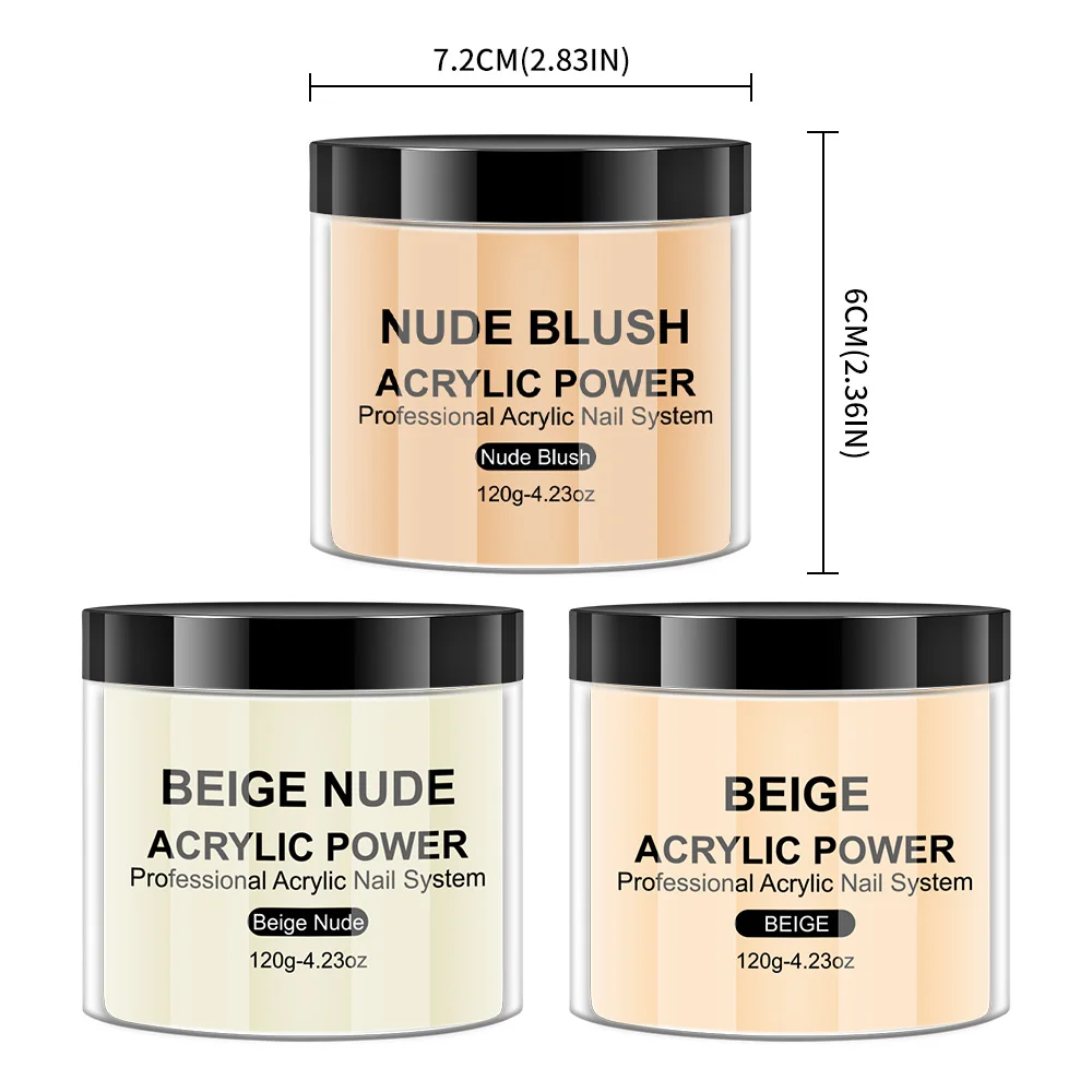 120g Large Capacity Acrylic Powder Clear White Pink Professional Nail Acrylic Polymer for Nails Extension Quick Build nail powder acrylic nail powder