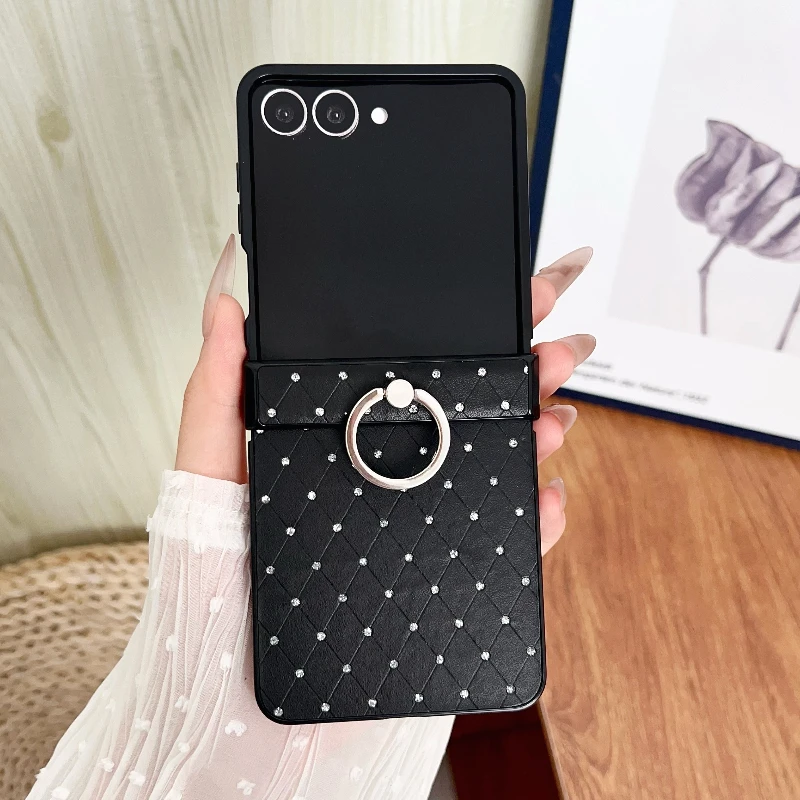 Elegant Luxury Diamond Glitter Ring Phone Case – 3-Piece Shockproof Hinge Protection Set