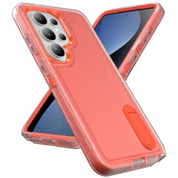 Heavy Duty Shockproof Stand Case Cover with Enhanced Protection - Galaxy S23 Ultra (Orange)