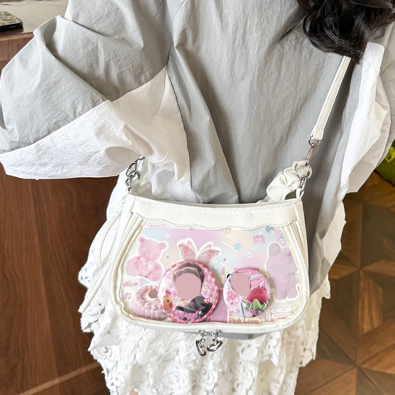 Student Shoulder Bag Transparent Yabi  Stylish and Versatile Shoulder Bag Pain Bag Display Case Badge Storage Pouch