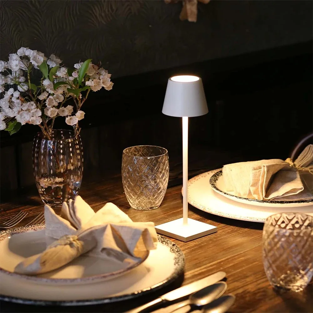 무선 LED 책상 램프 터치 컨트롤 무선 테이블 램프 USB 충전식 3색 무단계 조광 침실 분위기 조명