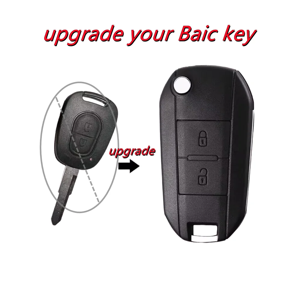 Modified 2 buttons remote key shell casing for BAIC E130 E150 EV160 EV200 Saab Senova D20 original remote key case