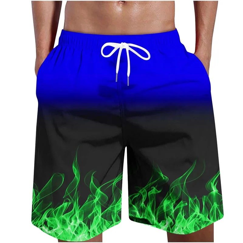 Full Print Fire Pattern Men's Swim Trunks 3D Flame Printed Quick Dry Shorts For Men Beach Surf Board Shorts Swimwear 5