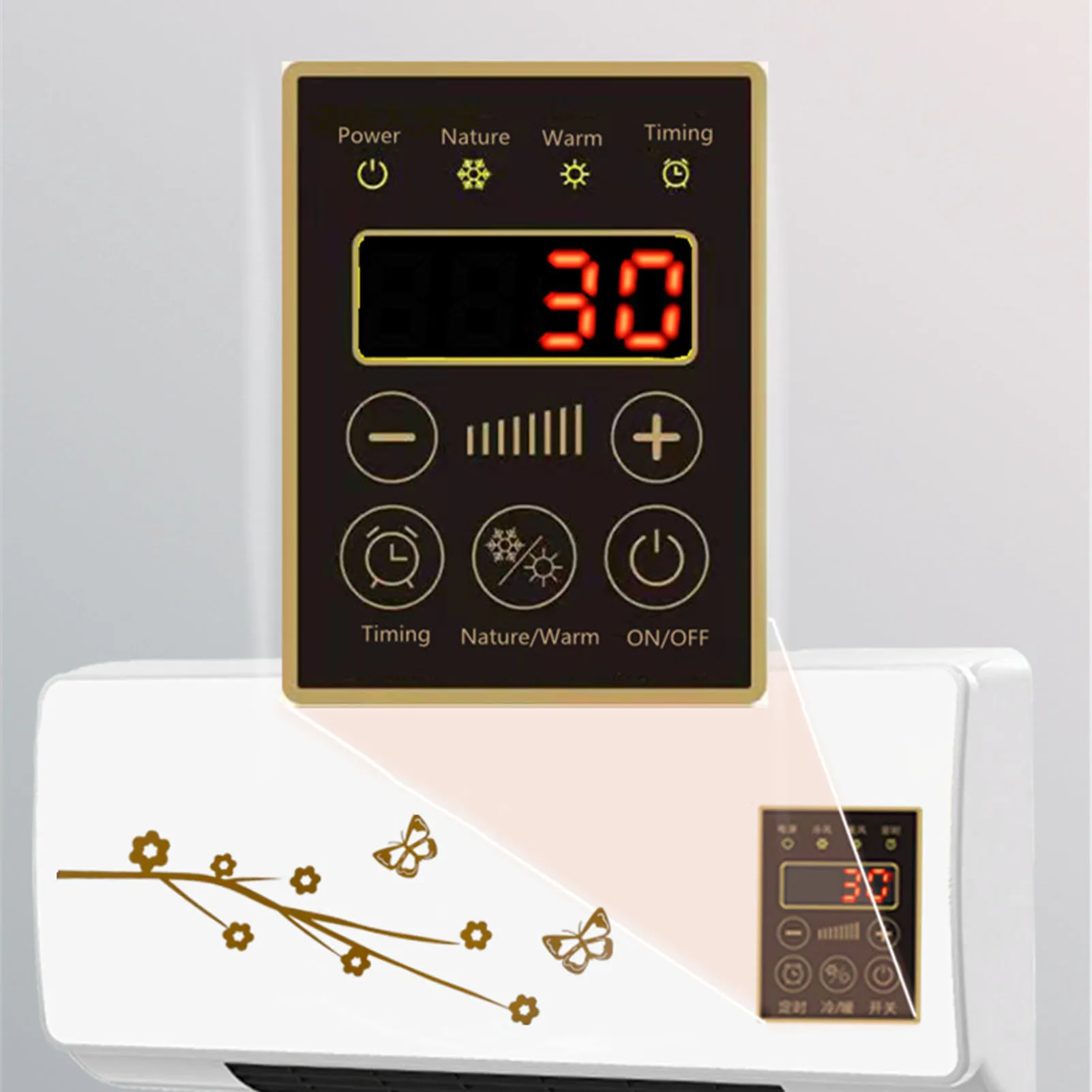 Space Heater for Indoor with Remote Wall Mounted  Conditioner Low Noise Timing Function for Home Office EU Plug 220V 5