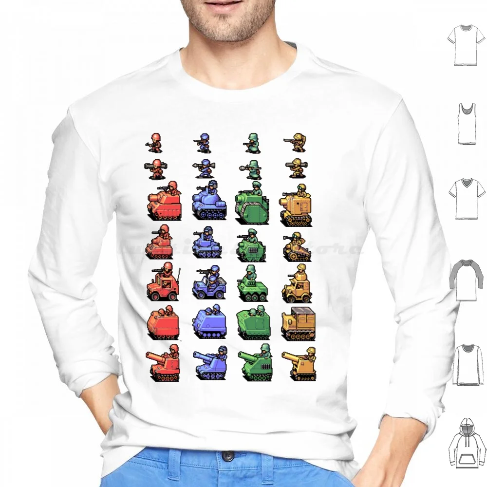 Advance Wars : Unit Sheet Felpa Con Cappuccio Cotone Manica Lunga Advance Wars Gameboy Turn Based Tbs Videogioco Sprites Orange Star Green