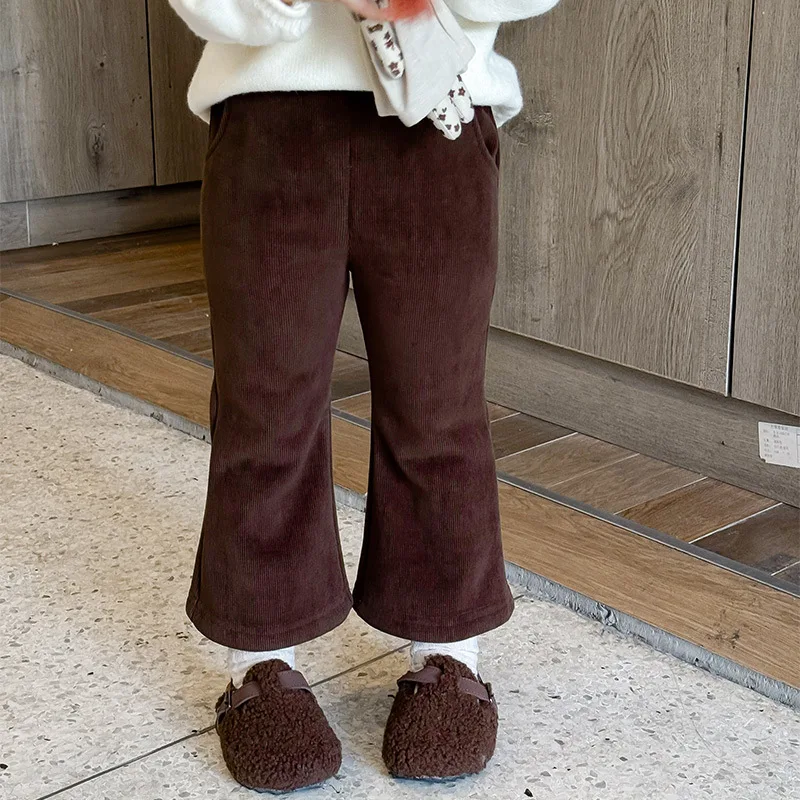 

Children's Elastic Waist Cropped Pants Winter Add Fleece Keep Warm Trousers For Baby Boys Girls Kid's Casual Sweatpants Hw31