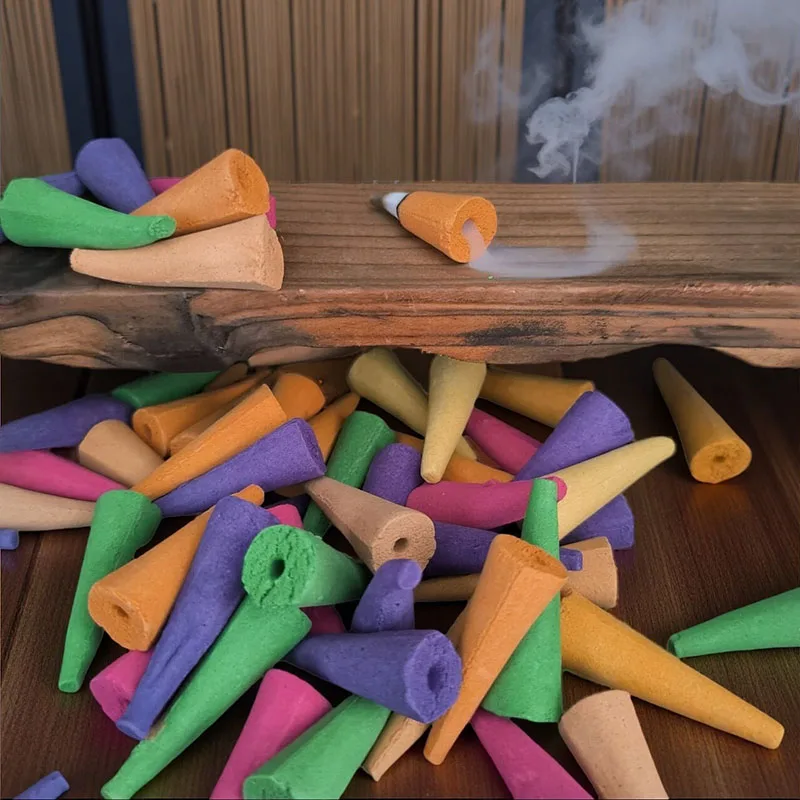 50 Pieces Natural Backflow Incense Cones 25 minutes Extra Size Sandalwood Lavender Tower