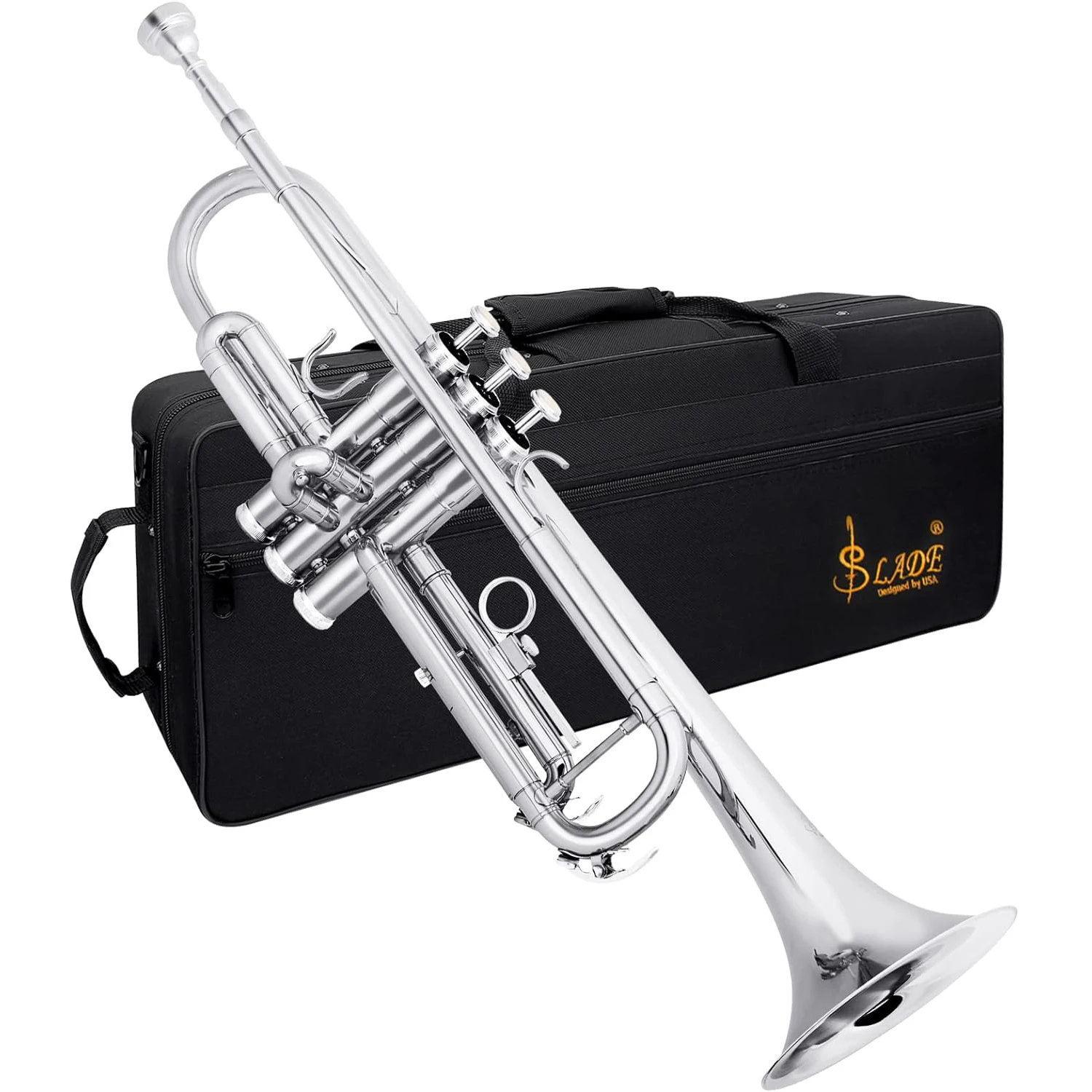 Description Picture 3 of itemSLADE Trumpet Brass Body Bb Trumpette Professional Musical Trompeta Wind Instrument with Case Mouthpiece Parts & Accessories