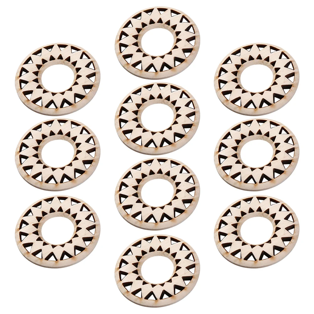 

10 Pcs Hollow Wood Earrings Holder Craft Unfinished Crafts Round Wooden Shapes For Graffiti Cutouts DIY Blank Chips