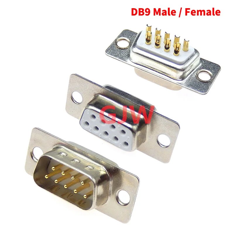 

2PCS 3U Gold Plated Solid Pin DB9 MALE FEMALE Mount serial port CONNECTOR Solder Type D-Sub RS232 COM CONNECTORS 9pin Adapter